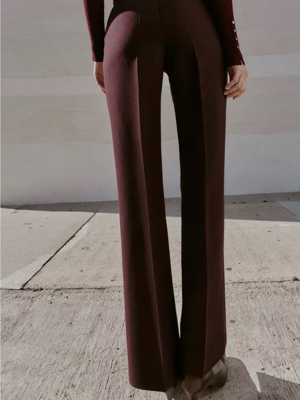 Zara Women's High-Waist Straight Leg Pants in Burgundy, Size S - Picture 3 of 8